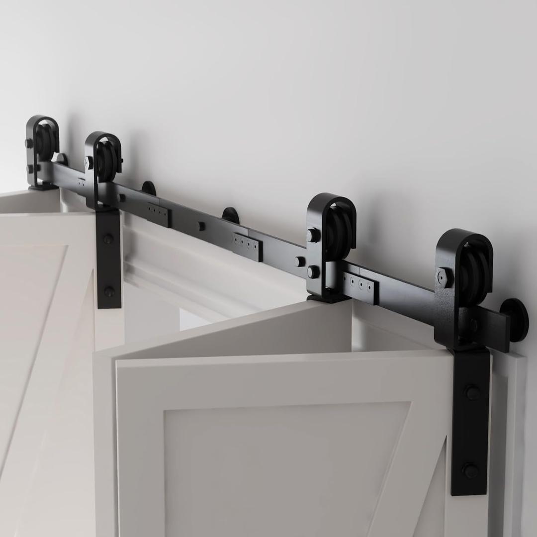 5FT Sliding Barn Door Hardware Kit,Barn Door kit for 4 Closet Door,Heavy Duty Exterior barn Door Hardware kit