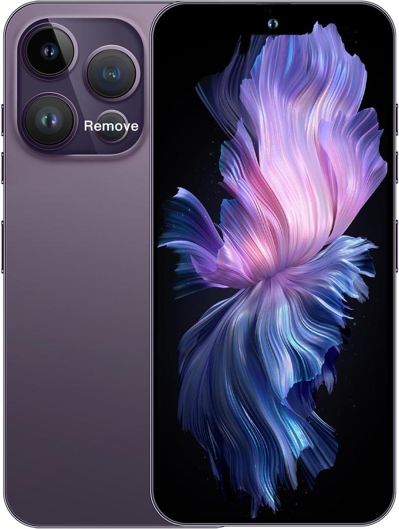 14PROMA X Unlocked Cell Phone,Long Battery Life 6.82" HD Screen Unlocked Phones,Android13 12+512GB Smartphone with 128G Memory Card,Dual SIM/Fingerprint Lock/Face ID/GPS (Purple)
