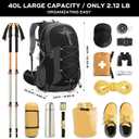 Maelstrom Hiking Backpack,Camping Backpack,40L Waterproof Hiking Daypack with Rain Cover,Lightweight Travel Backpack,Black