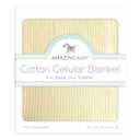 Amazing Baby Cellular Blanket, Premium Cotton, Ultra Soft, Breathable, Cozy Gift for Baby Boys and Girls, Favorite Toddler Blanket, 44 x 44 inches (112 x 112 cm), Soft Yellow