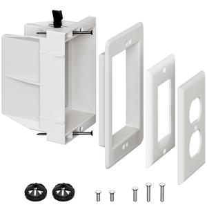DVFR1W-1 Recessed Outlet Box, Recessed Electrical Box for Wall Mount TV, Outlet Mounting Box for New Construction&Retrofit Projects, Wall Outlet Box with Duplex & Decorator Style Covers,1-Gang