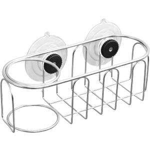 Sink Sponge Holder, Magnetic Kitchen Sink Caddy, 304 Stainless Steel Sink Brush Holder+Sponge Holder, Sink Drain Frame- Silver (Traceless suction cup)