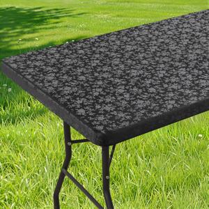 Smiry Rectangle Picnic Table Cloth, Elastic Waterproof Fitted Heavy Duty Vinyl Tablecloths, Wipeable Washable Table Covers for Kitchen, Dining, Camping, Outdoor (Black,30" X 72")