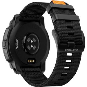 Bandletic Compatible with Garmin Instinct Watch Bands - 22mm Watch Band Military Rugged Nylon Soft Sport Replacement Strap for Instinct 3/E 45mm/2/2 Surf/Tactical/Tide/Esports/Solar, Black