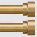 Lootkell 2 Pack Modern Gold Curtain Rods Set for Windows 28 to 48 Inches Adjustable Length Heavy Duty 1" Diameter Window Curtain Rod with Decorative Finials for Outdoor Bedroom Kitchen Living Room