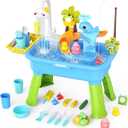 GGRH 2026 Upgraded Water Table for Toddlers 13  Outdoor Toys for Kids Ages 48 with Pump, Summer Outside Sensory Activity Pool Toys, Kitchen Play Sink Toy with Running Water, Fishing Toy, Blue