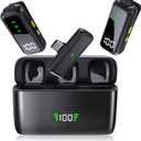 Wireless Lavalier Microphone for iPhone/Android, Noise Reduction, USB-C Plug and Play Mini Lapel Mic Clip on Microphone Wireless 2 Pack, Ideal for Content Creator, Video Recording, Vlogging, Streaming