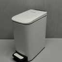 Cesun Small Bathroom Trash Can with Lid Soft Close, Step Pedal, 6 Liter / 1.6 Gallon Stainless Steel Slim Garbage Can for Bedroom, Diaper Waste Basket with Removable Inner Bucket (White)