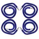 NovelBee 4pcs Blue Velvet Stanchion Ropes with Silver Hooks,6.6 Feet Stanchion Queue Barrier Ropes,Crowd Control Velvet Rope Safety Barriers for Party Decorations