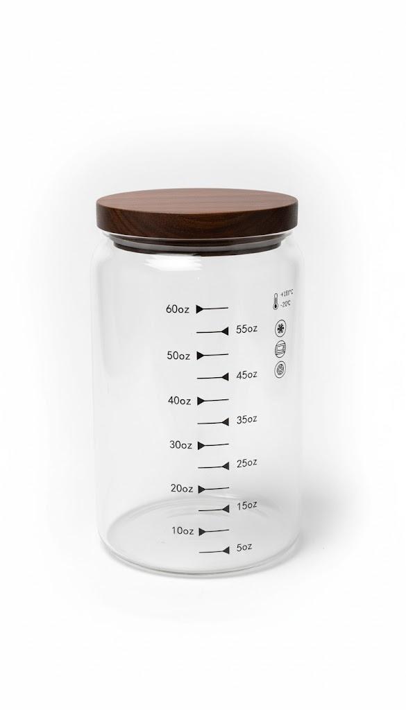 Dough Starter Jar 60oz Capacity Glass Containers with Wooden Cover