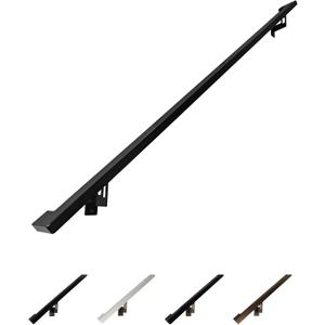 Modern Aluminum Handrail Grab Bar Kit, Adjustable Steel Brackets Included, Returns to Wall, Powder Coated Finish (Black, 5 Foot Handrail Set)