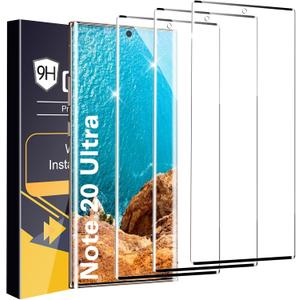 3 Pack Galaxy Note 20 Ultra Screen Protector, 9H Tempered Glass, Ultrasonic Fingerprint Support, 3D Curved,HD Clear Scratch Resistant for Samsung Galaxy Note 20 Ultra 5G Glass Screen Protector