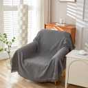 AIVIA Armless Loveseat Cover Sheet Blanket, Anti Slip Throw Cushion Covers for Armless Couches, 1 Cushion Love-Seat Furniture Decor Slipcovers Protector for Dogs Cats 71"x91" Dark Gray