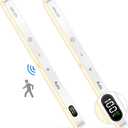 WILLED 3000K Closet Lights Motion Sensored, Battery Display, 60 LED Touch Light Bar, Motion Sensor Light Indoor, Under Cabinet Lights Rechargeable, Stick on Lights for Closet, Kitchen, Hallway, 2 Pack (Warm White 3000K)