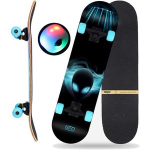 Skateboards for Beginners Kids Boys Girls and Adults 31"x8" Pro Complete Skateboard 8 Layers Maple Wood, Double Kick Concave, Fascinating Cool, Solid&Durable