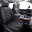 YIERTAI for Chevy Chevrolet Silverado GMC Sierra Car Seat Covers Fit 2007-2023 2024 2025 1500/2500/3500HD Truck Waterproof Leather Crew Double Extended Cab Covers(5 PCS Full Set/Black)