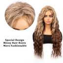 Long Curly Wig For Women, Blonde Mixed Brown Color, 28 inch Long Wavy Wig, Heat Resistant Synthetic Hair Mixed Ombre Blonde For Cosplay Daily Party Use