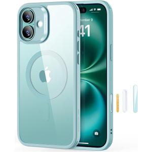 ESR for iPhone 16 Case, Compatible with MagSafe, Shockproof Military-Grade Protection, Magnetic Phone Case for iPhone 16, Classic Hybrid Case (HaloLock), Clear Green