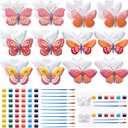Foilswirl 24 Set Butterfly Ceramic to Paint Spring Butterfly DIY Painting Kit Paint Your Own Crafts Unpainted Figurines Decor with Brushes Acrylic Bags for Spring Decor Party Favor Gifts