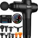 TOLOCO Massage Gun Deep Tissue, Percussion Massage Gun with 10 Replacement Heads, Super Quiet Portable Electric Massager for Athletes, Relax, Black