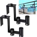 2packs Adjustable Pool Fence Hooks Metal Pool Tool Organizer and Holder Black Hangers for Pool Cleaning Tools Pool Fence Equipment Hooks for Poles Brush Swimming Accessories