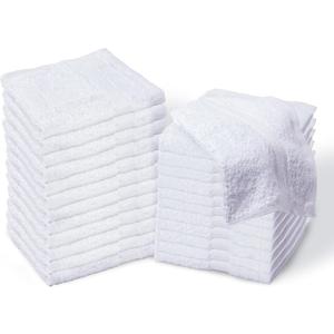Living Fashions Premium White Cotton Washcloths Set of 24 - Thick Loop Pile Wash Cloths 12"x12" - Ultra-Soft 100% Ring-Spun Cotton Face Towels - Luxury Spa Quality Face Cloths