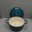 Nuovva Enamelled Cast Iron Dutch Oven Pot with Lid  6.4 Quart Non Stick Casserole Pot  Heavy Duty & Oven Safe up to 500 F for Bread Baking, Braising, Stews, Roasting  28cm Teal