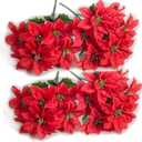 Four Artificial Silk Poinsettias, Waterproof and Colorfast, Perfect for Christmas, Home Decorations,Outdoor Garden displays(Red)