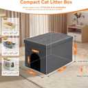 Cat Litter Box Enclosure Furniture for Odor Control, Hidden Cabinet Cat Litter Box Furniture Ottoman with Flip-Up Lid,Cats Litter Box Bench with Storage Space, Dog Proof (Grey, Large)