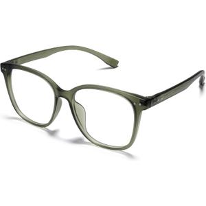 ZanyLen Oversized Blue Light Glasses Women/Men Computer/Gaming/Phone Blue Blocker Anti Glare Square Black/Clear TR90 Glasses (04-6001-green)