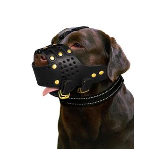 Dog Muzzle, Leather Basket Soft Muzzles Medium Breeds, Pitbull Dog Muzzle Amstaff, Staffordshire Terrier, German Shepherd, Dalmatian, Doberman Adjustable (M)