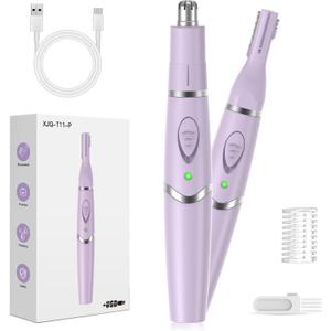 Ear and Nose Hair Trimmer for Women, 2025 Professional Painless 2 in 1 USB Rechargeable Eyebrow & Facial Hair Trimmer, Precision Tool with Powerful Motor and Dual-Edge Blades, IPX7 Waterproof