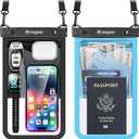 [Up to 10"] Large Waterproof Phone Pouch Bag - 2 Pack Waterproof Phone Case for iPhone 16 15 14 Pro Max Galaxy S25 S24 Ultra, IPX8 Cellphone Water Protector Pouch Beach Essentials Travel Must Haves
