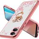 2 Pack Pretty Elegant Flower Glitter Case for TCL 50 XE Nxtpaper 5G TCL 50/50 XE 5G/50XE Case TPU Protective Shockproof Phone Case for Adults Women Girls for TCL 60 XE (Rose Gold)