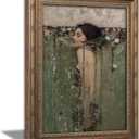 Vintage Gold Framed Ophelia Wall Art, Romantic Victorian Gothic Oil Painting Canvas Print, Dark Academia Wall Decor, Antique Woman Portrait Picture, Moody Floral Poster Artwork for Living Room Bedroom, 24"L x 16"W