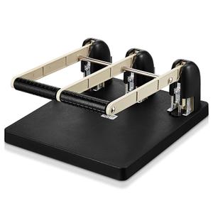 Harloon 3 Hole Puncher for Binder Metal 150 Sheet Capacity 13 x 12.2 x 6.2 Inch Black Silver Paper Punch Large Heavy Duty Puncher Lever Handle for Office Essentials Accessories Print Shops Home