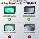 MoKo Case Fit Galaxy Tab A11 Plus/ A9 Plus 11-Inch 2026/2024, Shockproof Full Body Rugged Stand Back Cover with Built-in Screen Protector for Galaxy Tab A11+/ A9+ Tablet, Dark Purple