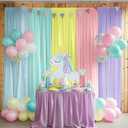10x7ft Unicorn Backdrop Curtains -Pastel Rainbow Backdrop Photography Background for Girls Party Birthday,Baby Shower,Classroom,Mother's Day Decor-Wrinkle-Free Reusable Fabric,Easy to Hang
