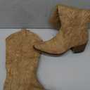 IUV Cowboy Boots For Women Western Cowgirl Boots with Chunky Heel Mid Calf Snip Toe Ideal for low insteps
 (8, Camel)