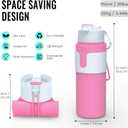 Nefeeko Collapsible Water Bottle, BPA Free 26oz Foldable Water Bottle for Travel Sports, Leak-Proof Spill-Proof Portable Water Bottles with Carabiner, Lightweight