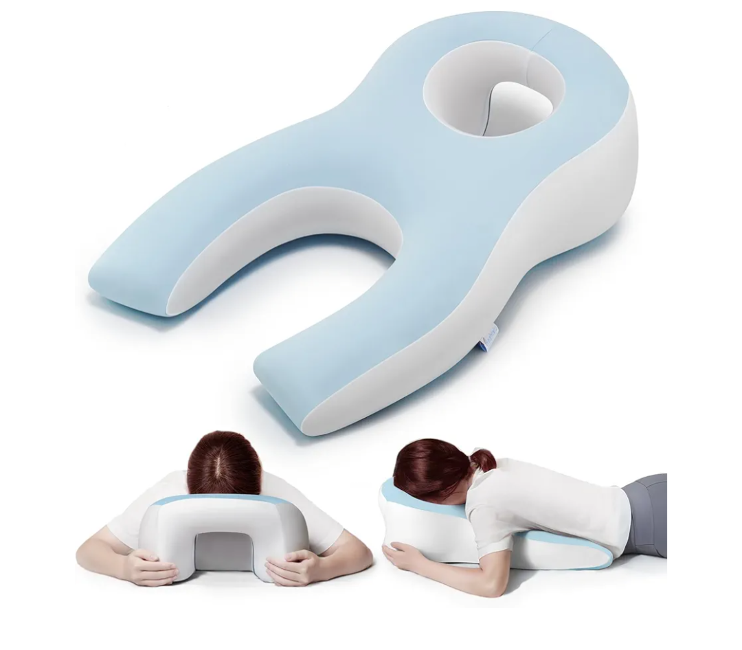 Memory Foam Face Down Pillow After Eye Surgery- Whole BBL Pillow Face Down for Stomach Sleep, Massage-Blue