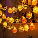 Halloween Decorations Light 19Ft 40LED Pumpkin String Lights Ghost 2 Model Battery Operated Halloween Decor Pumpkin LED Lights Halloween Decorations for Home Indoor Outdoor (Type-D)