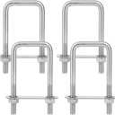 4pcs Square U Bolts, 304 Stainless Steel U Bolts Clamp with Nuts and Frame Plate Replacement Parts for Automobiles Trailer, Ski Boat, Marine or Sailboat Trailer