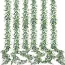 Sggvecsy Artificial Eucalyptus Garland 6 Pack Fake Eucalyptus Greenery Garland Faux Hanging Plants Artificial Vines, 5.6 Feet/Strand for Wedding Backdrop Arch Wall Table Party Outdoor Festival Decor
