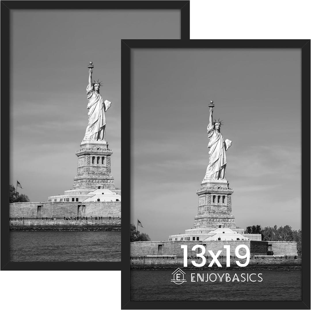 ENJOYBASICS 13x19 Picture Frame, Display for 13 x 19 Poster, Wall Gallery Photo Frames, Black, 2 Pack