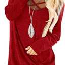 NIASHOT Womens Long Sleeves Tops V Neck Casual Fall Sweaters Shirts (Medium, 1-red)