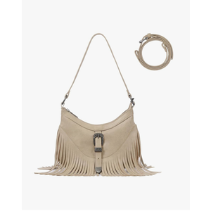 Sunwel Fashion Small Western Fringe Underarm Purse Mini Hippie Shoulder Bag with Tassel for Women, Nude