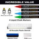 Large Sturdy Handcrafted 40" x 20" Wooden A-Frame Chalkboard Display / 4 Liquid Chalk Markers & Stencil Set/Sidewalk Chalkboard Sign Sandwich Board/Chalk Board Standing Sign (Rustic)