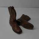 Rollda Kids Cowboy Boots for Boys Girls Western Square Toe Cowgirl Boots with Walking Heel , Big Kid, Size 7  Brown 7