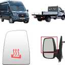 Aligoparts For Ford Transit 2014-2025 T150 T250 T350 MK8 Driver Left Side Upper Mirror Glass Heated with Backing Plate & 2 Metal Clips - Replacement for CK4Z17K707B